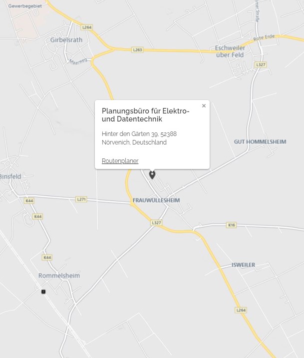 Google Maps Karte verlinkt zum Standort vom Buchstaller - Planungsbüro für Elektro- und Datentechnik